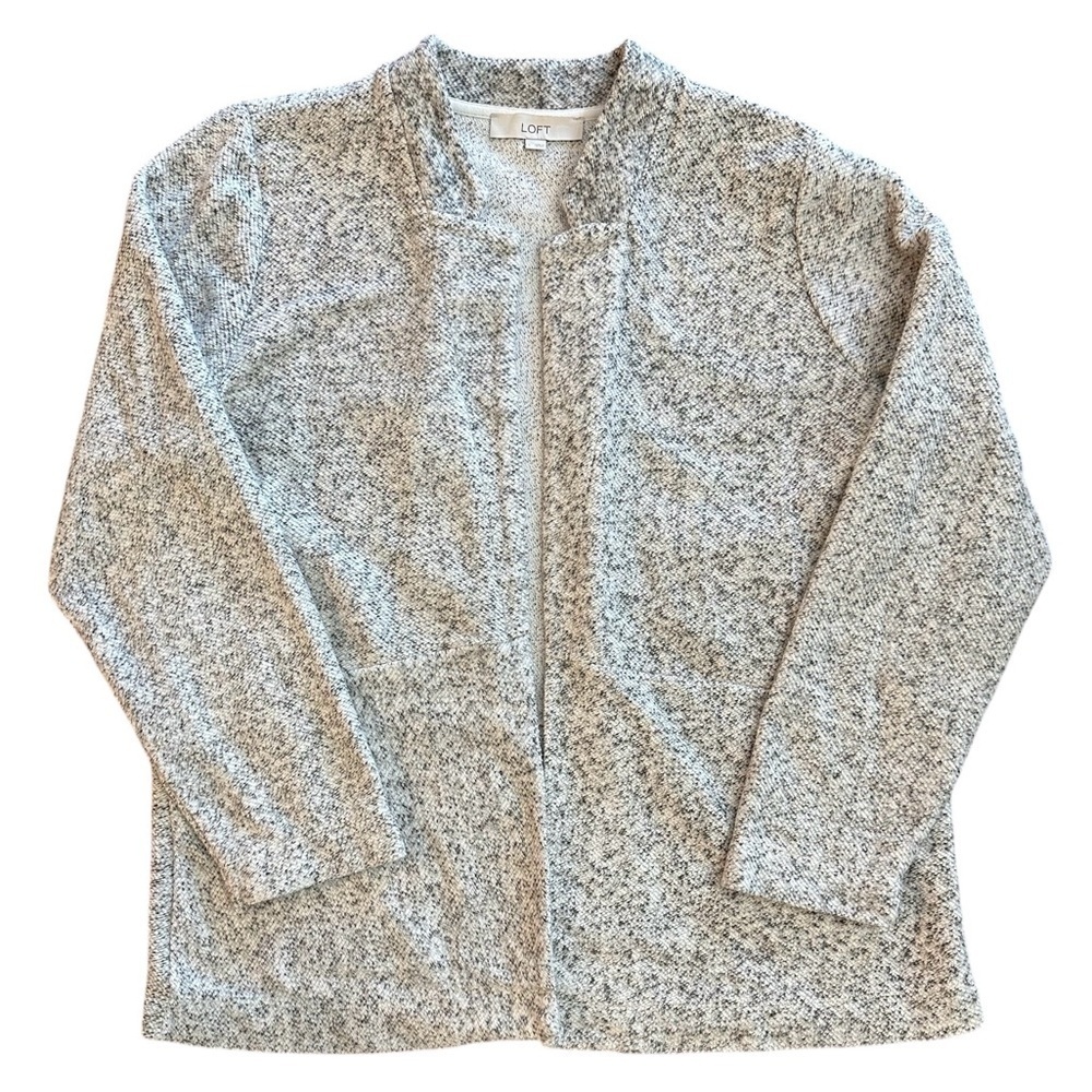 LOFT Open Cardigan Sweater Gray Women’s Large Academia Neutral Office Work